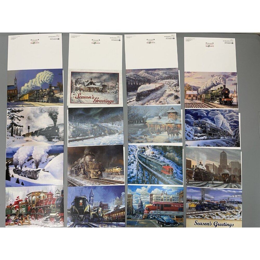 Leanin Tree Christmas‎ Holiday Cards 32 Assortment Trains Scenic No Envelopes